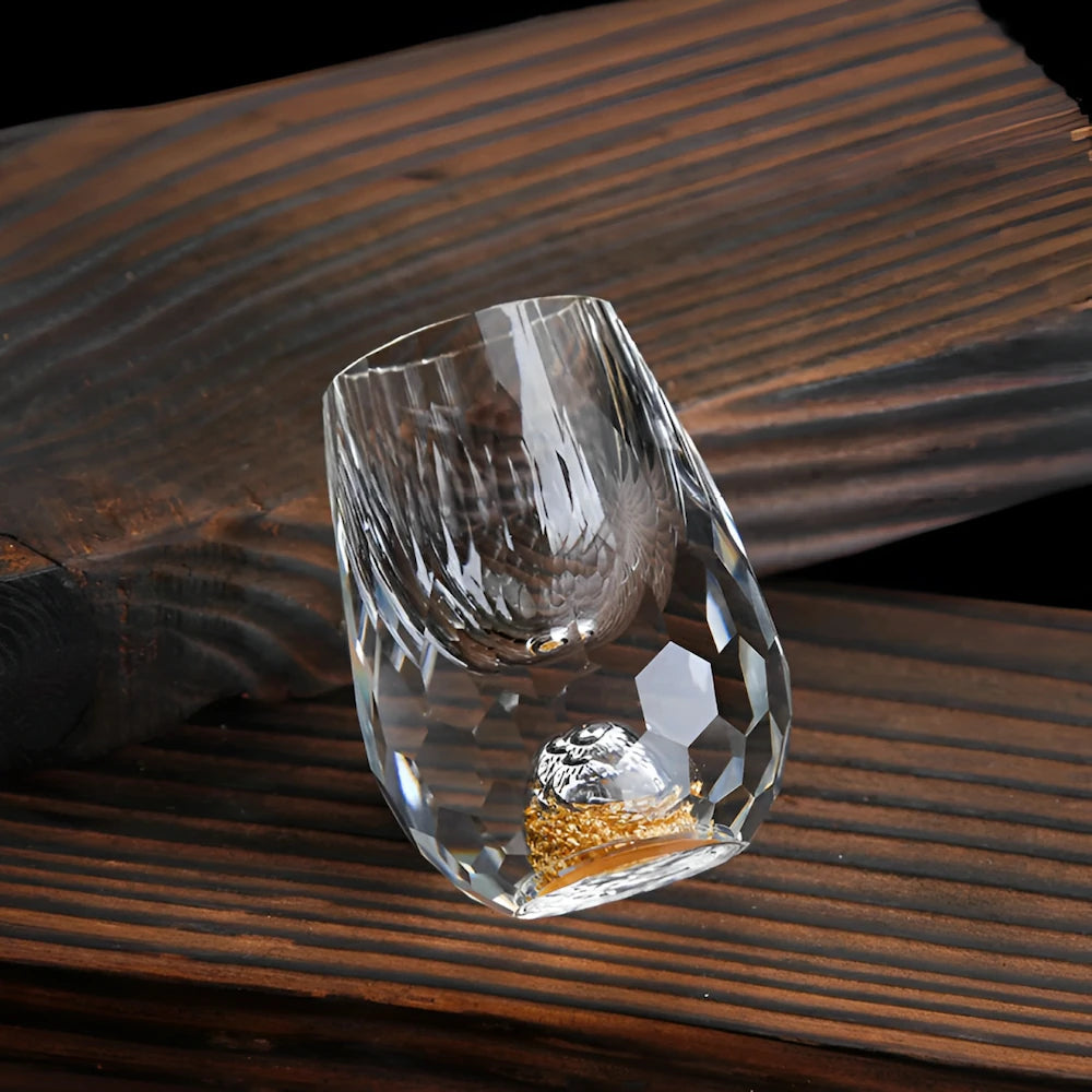 Charly | Luxury Crystal Glasses with Gold Flakes – Handmade – Set of 2 – For Whisky & Premium Beverages
