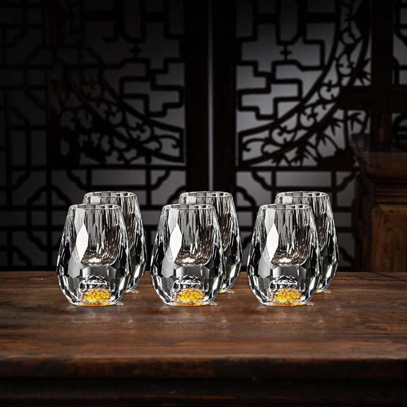 Charly | Luxury Crystal Glasses with Gold Flakes – Handmade – Set of 2 – For Whisky & Premium Beverages