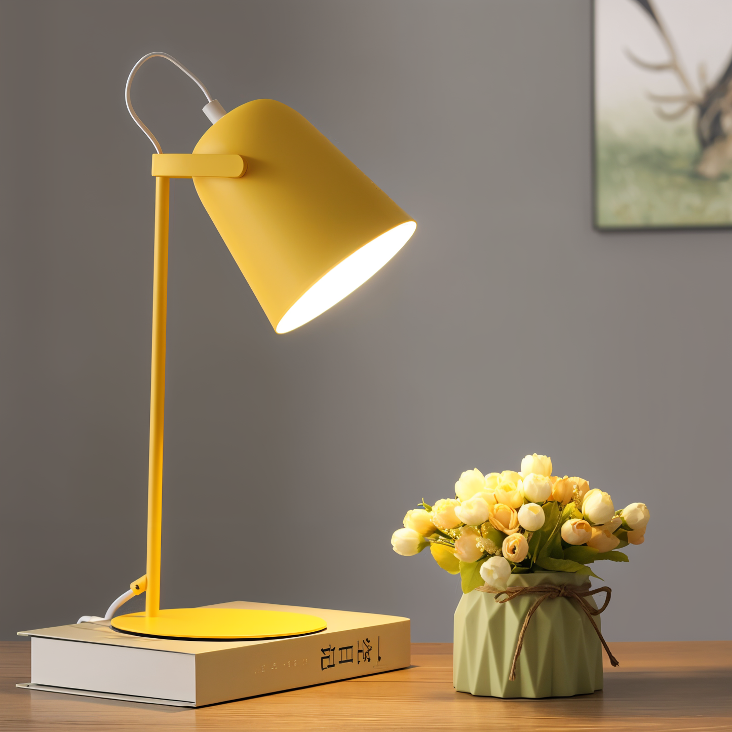 Charly | Macaron Table Lamp - Nordic Yellow Desk Lamp - Adjustable Lamp