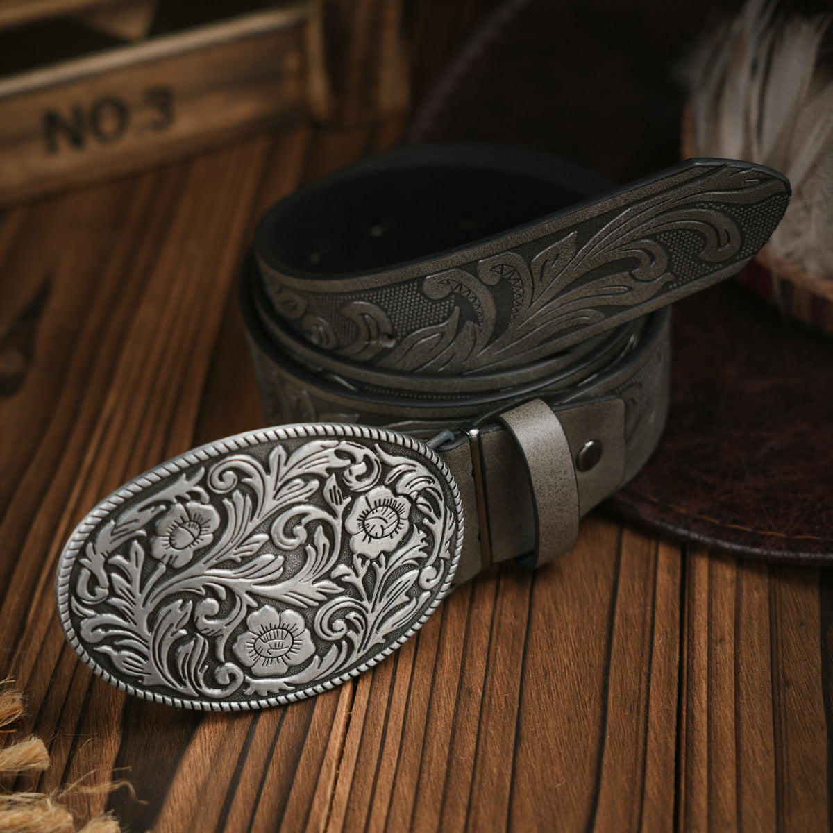 Charly | Men’s Belt | Western Style | Vegan Leather & Durable Metal Buckle