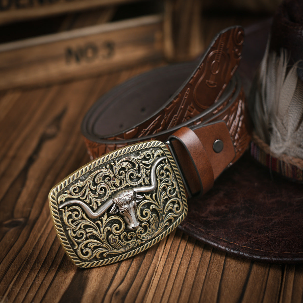 Charly | Men’s Belt | Western Style | Vegan Leather & Durable Metal Buckle