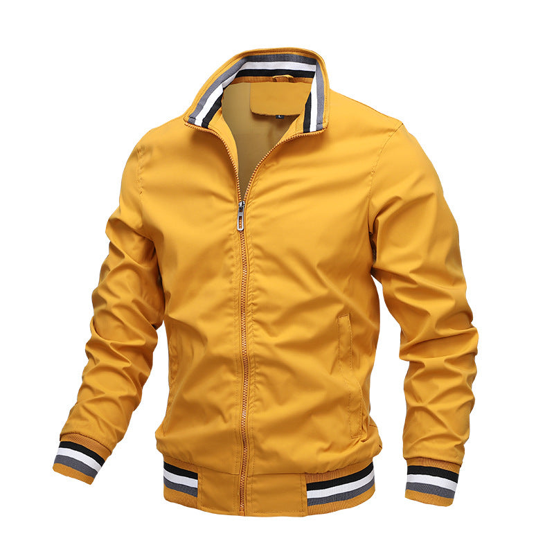 Charly | Men's Bomber Jacket with Striped Collar and Cuffs