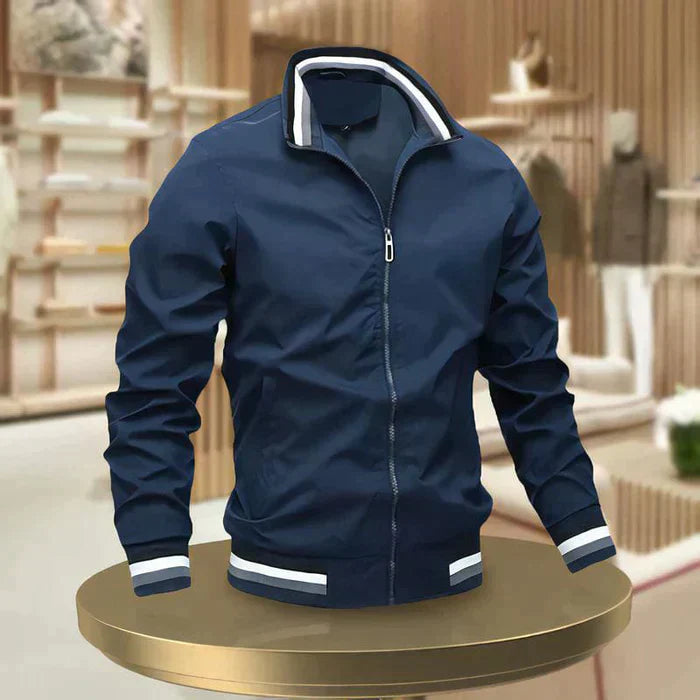 Charly | Men's Bomber Jacket with Striped Collar and Cuffs