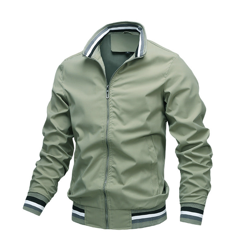 Charly | Men's Bomber Jacket with Striped Collar and Cuffs