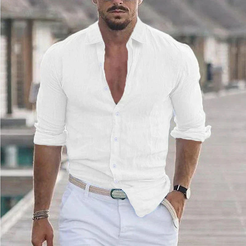 Charly | Men's Button-Up Long Sleeve Shirt with Turn-Down Collar