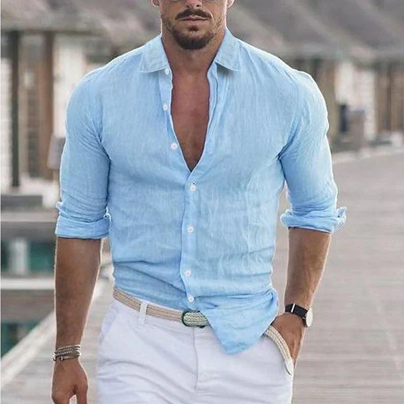 Charly | Men's Button-Up Long Sleeve Shirt with Turn-Down Collar