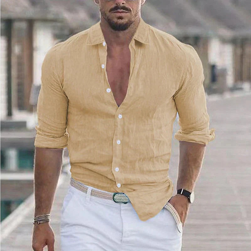 Charly | Men's Button-Up Long Sleeve Shirt with Turn-Down Collar
