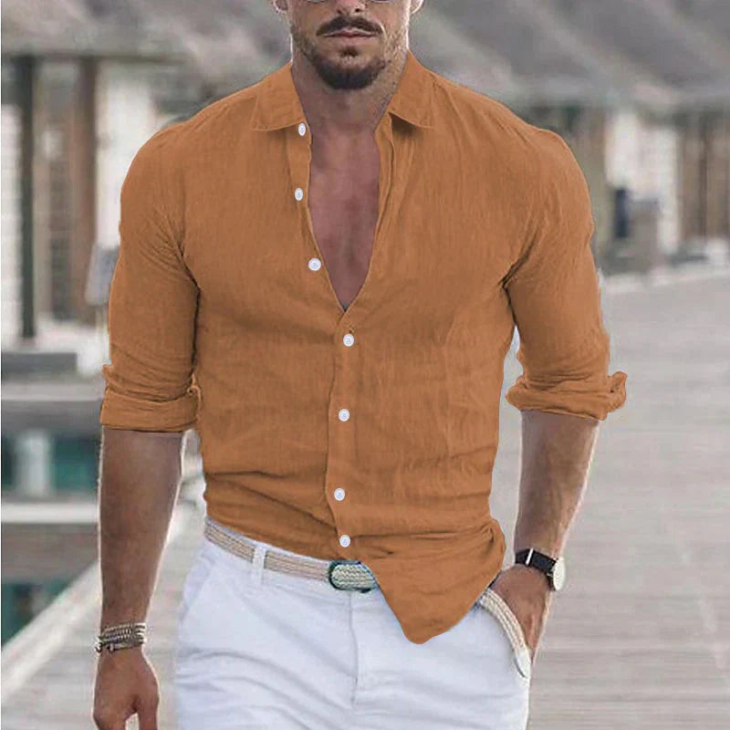 Charly | Men's Button-Up Long Sleeve Shirt with Turn-Down Collar