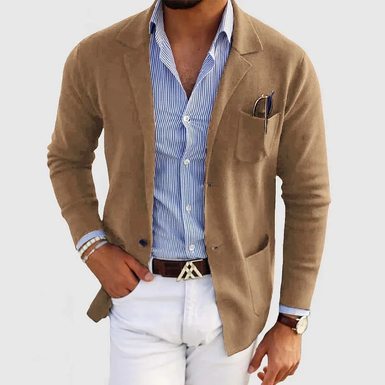 Charly | Men's Casual Knit Blazer with Patch Pockets