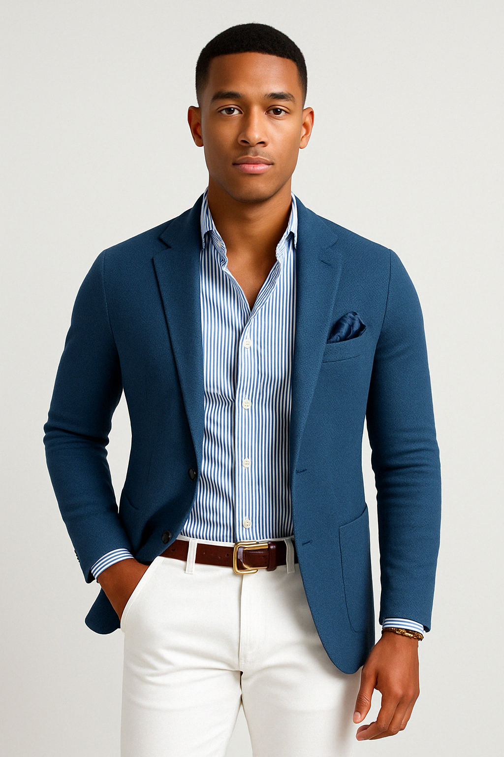 Charly | Men's Casual Knit Blazer with Patch Pockets