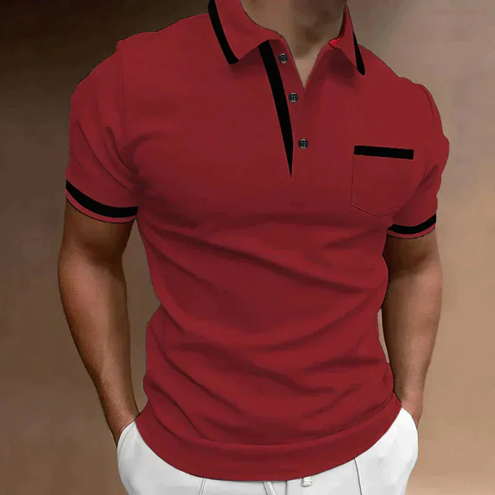 Charly | Men's Contrast Trim Pocket Polo Shirt