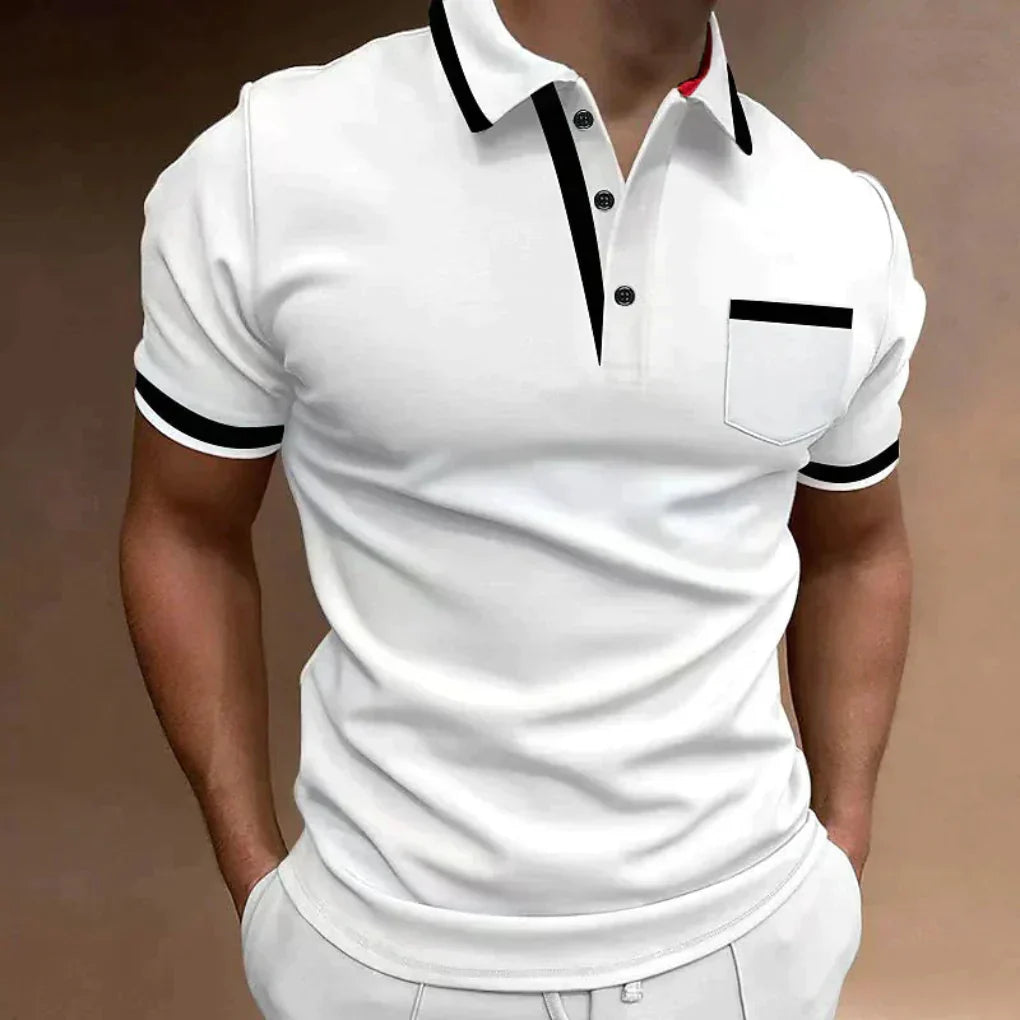 Charly | Men's Contrast Trim Pocket Polo Shirt