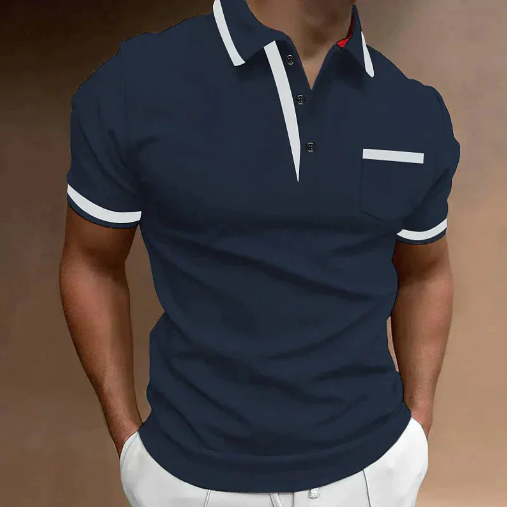 Charly | Men's Contrast Trim Pocket Polo Shirt