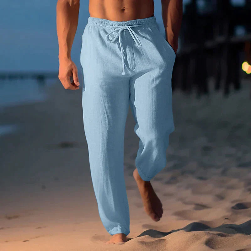 Charly | Men's Drawstring Linen Blend Beach Pants