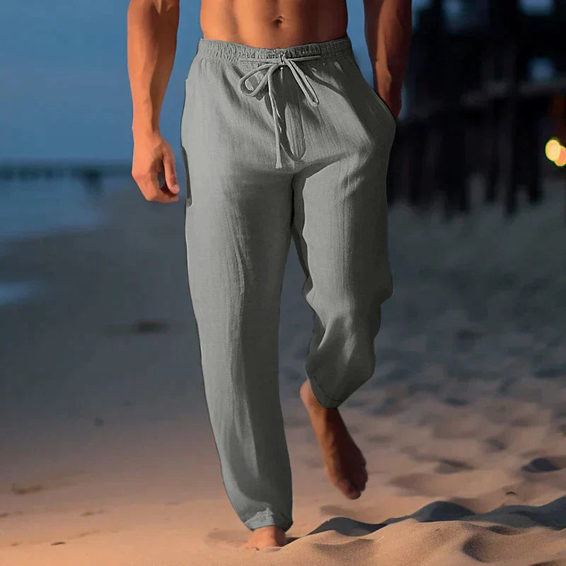 Charly | Men's Drawstring Linen Blend Beach Pants