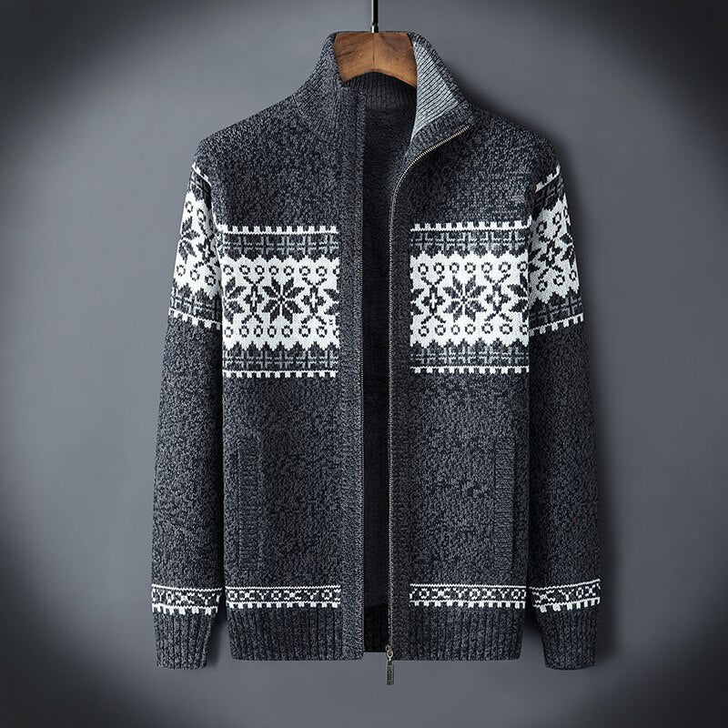 Charly | Men's Full-Zip Nordic Print Fleece Lined Cardigan