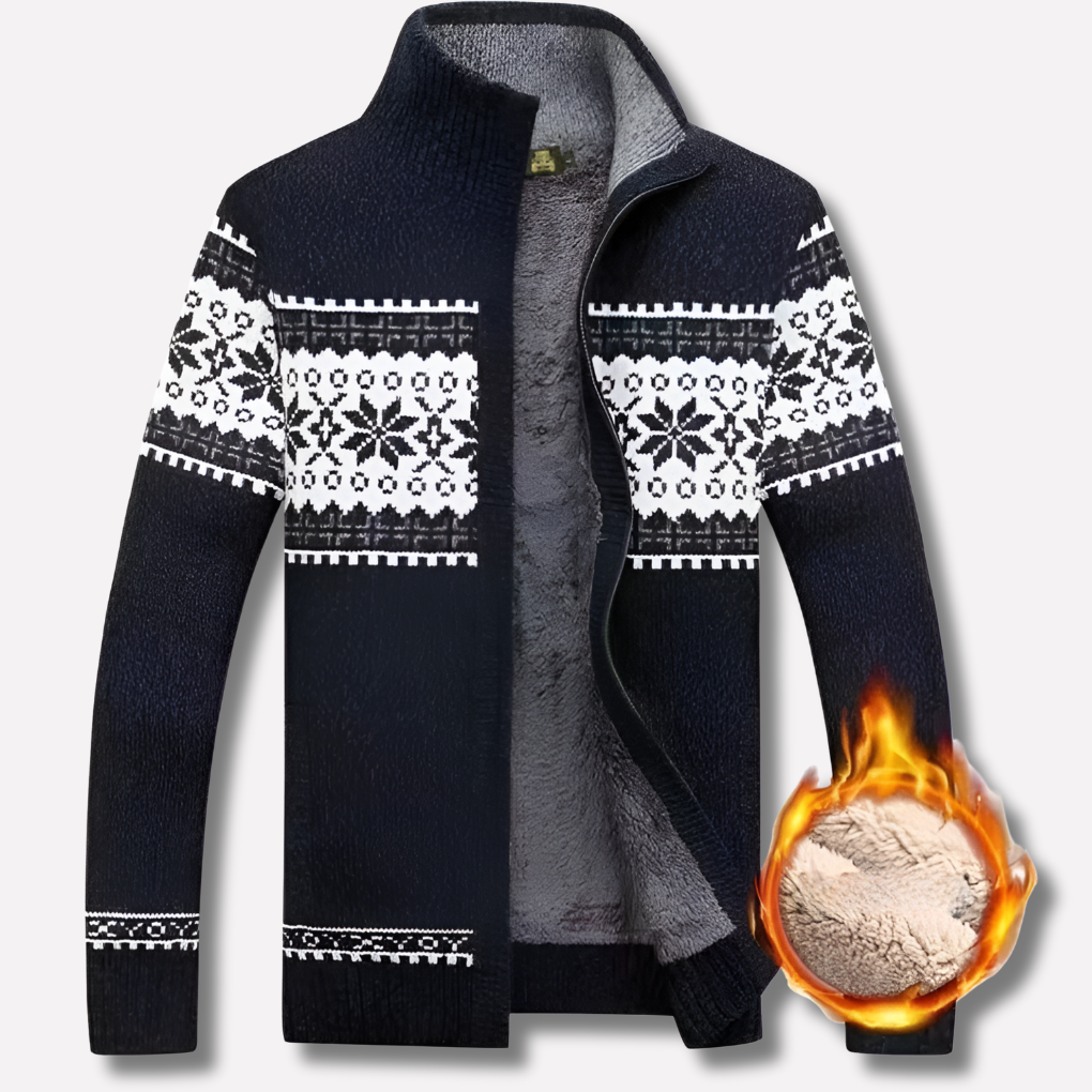 Charly | Men's Full-Zip Nordic Print Fleece Lined Cardigan