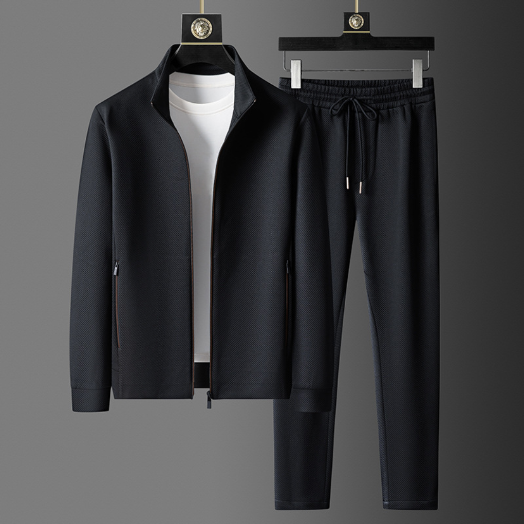 Charly | Men's Full Zip Tracksuit Set Textured Jacket and Joggers
