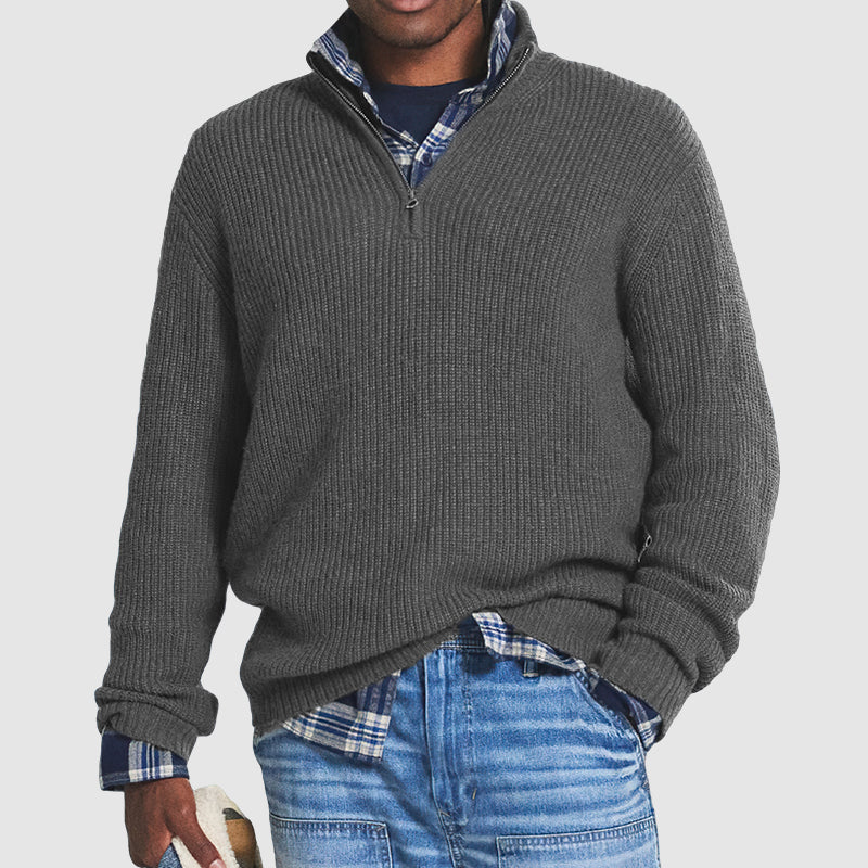 Charly | Men's Half Zip Sweater with Stand Collar