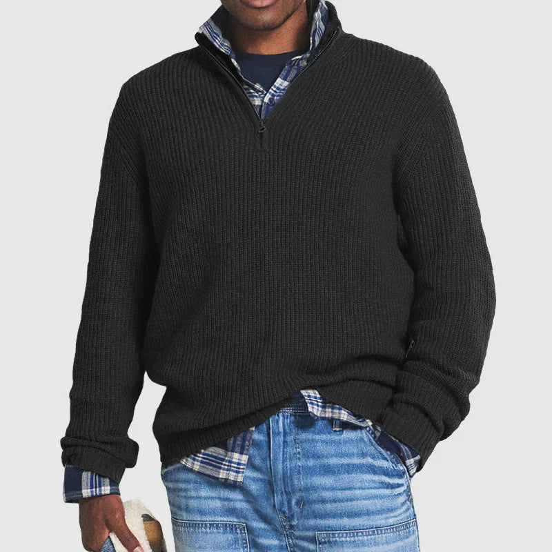 Charly | Men's Half Zip Sweater with Stand Collar