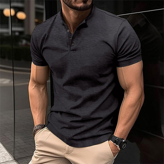 Charly | Men's Henley Polo Shirt with Mandarin Collar