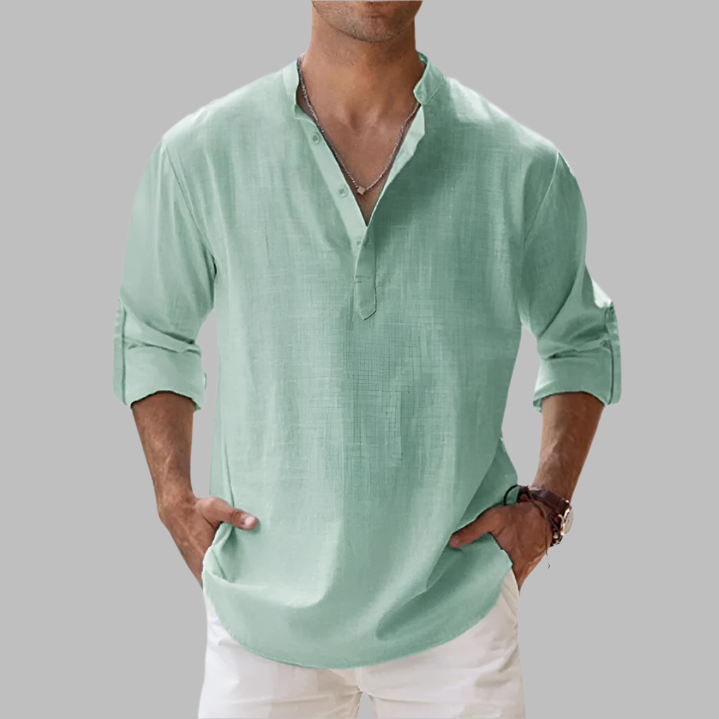 Charly | Men's Henley Shirt with Band Collar