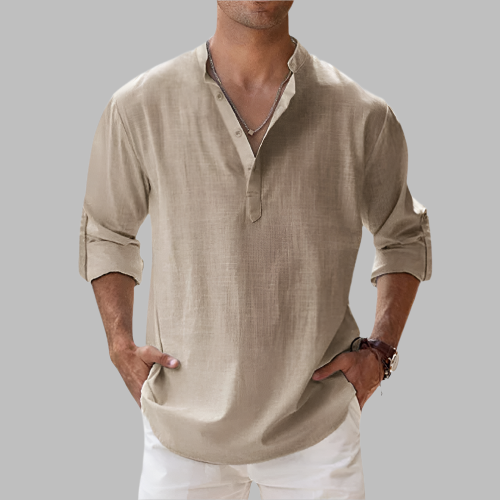 Charly | Men's Henley Shirt with Band Collar