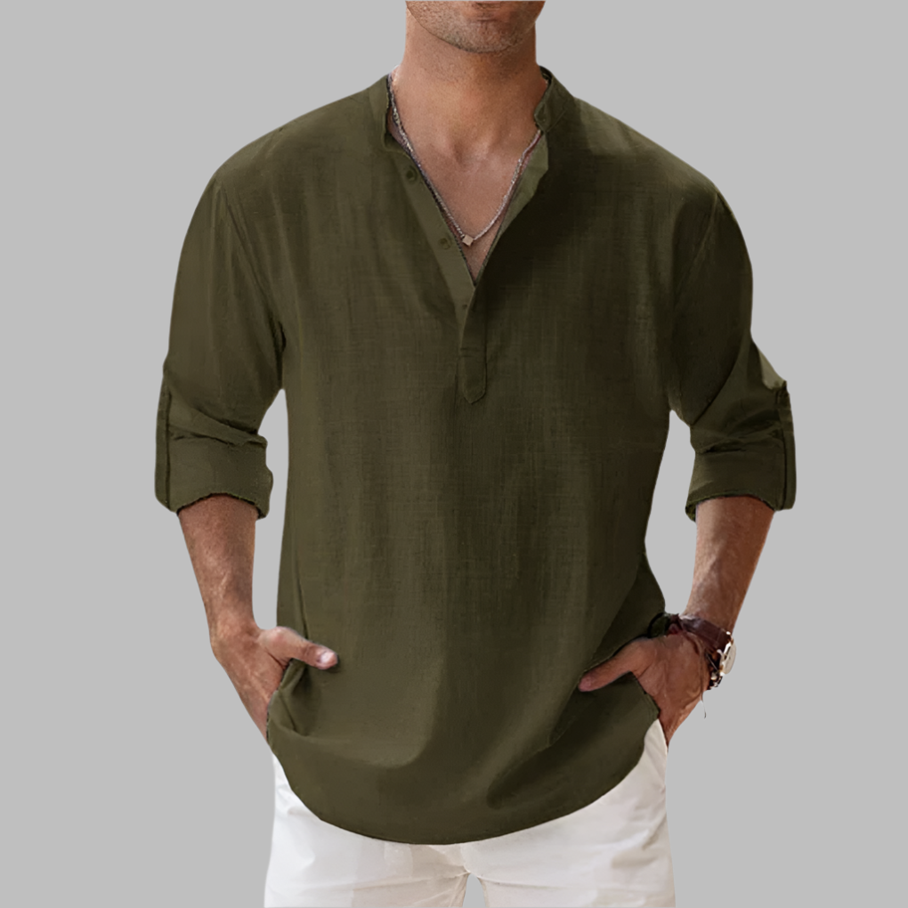 Charly | Men's Henley Shirt with Band Collar