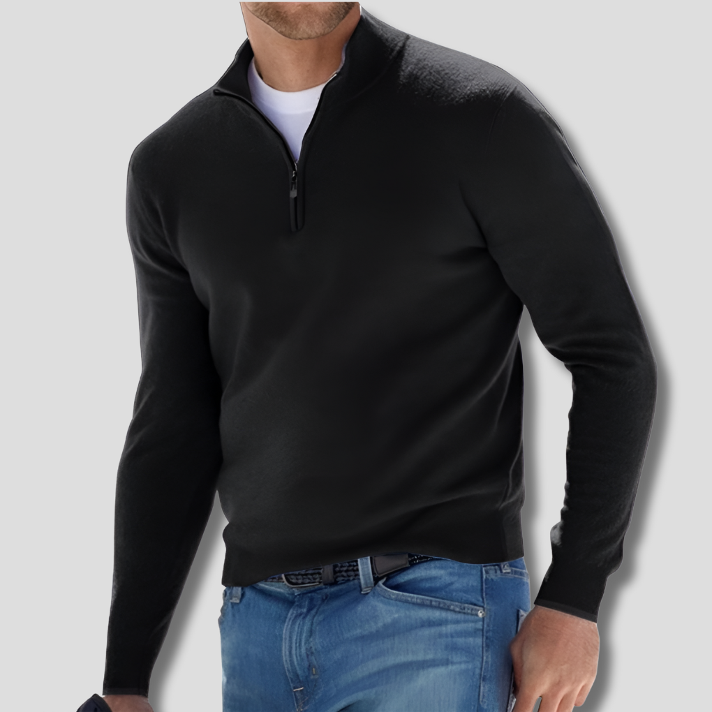 Charly | Men's Knit Pullover with Zipper Collar