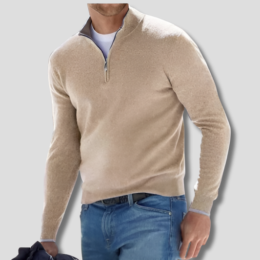 Charly | Men's Knit Pullover with Zipper Collar