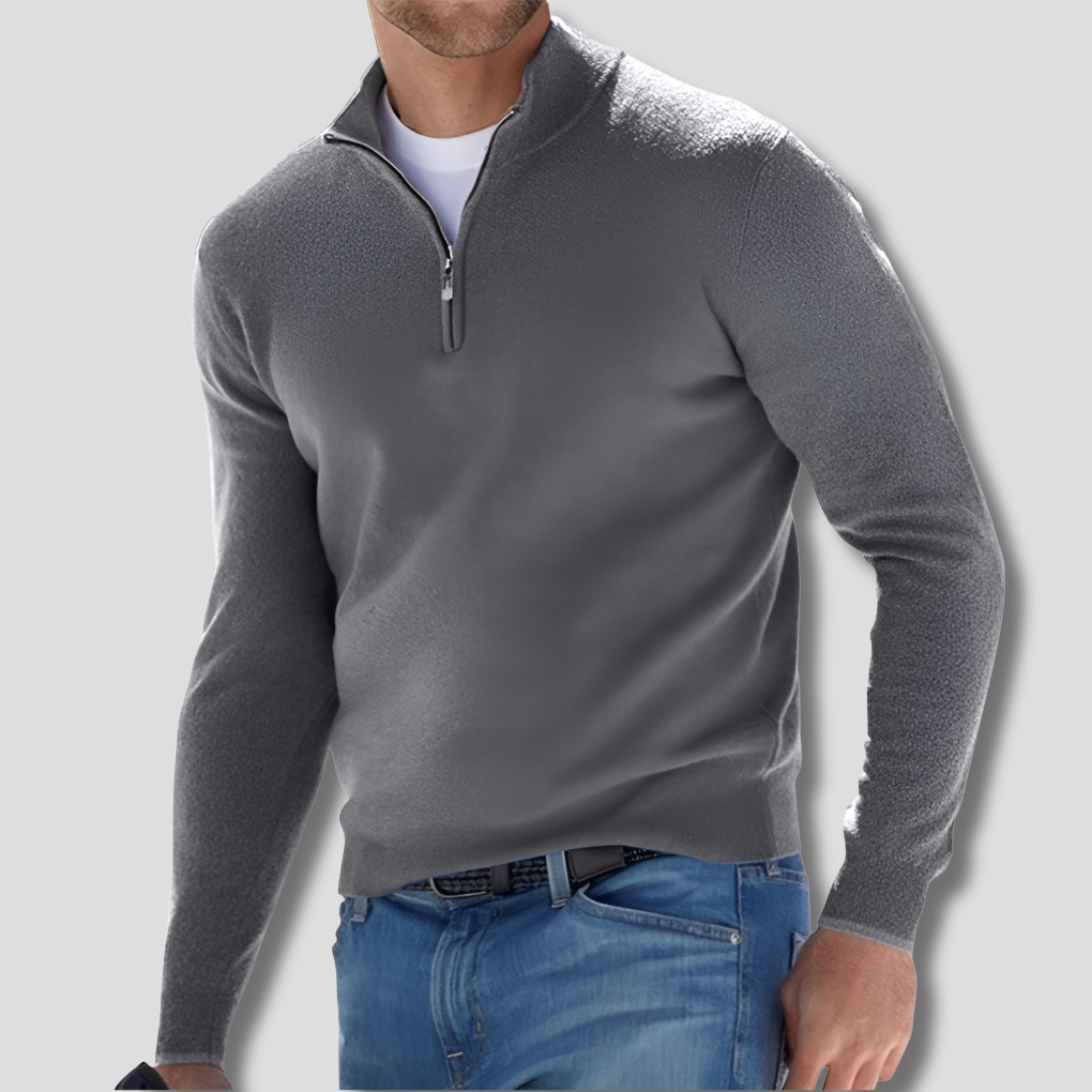 Charly | Men's Knit Pullover with Zipper Collar