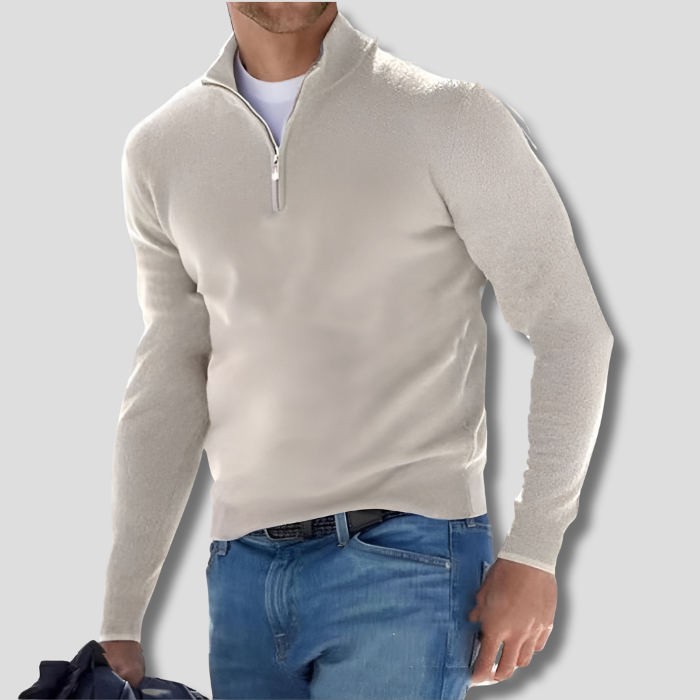 Charly | Men's Knit Pullover with Zipper Collar