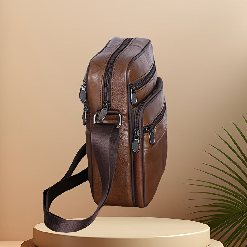 Charly | Men’s Leather Shoulder Bag | Genuine Cowhide Crossbody | Adjustable Strap