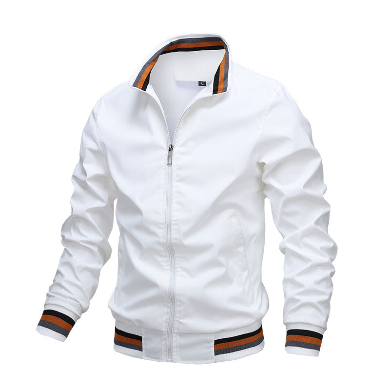 Charly | Men's Lightweight Bomber Jacket with Striped Collar and Cuffs