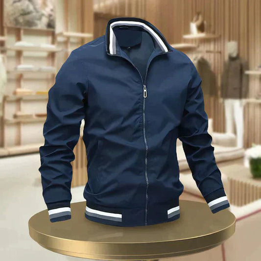 Charly | Men's Lightweight Bomber Jacket with Striped Collar and Cuffs