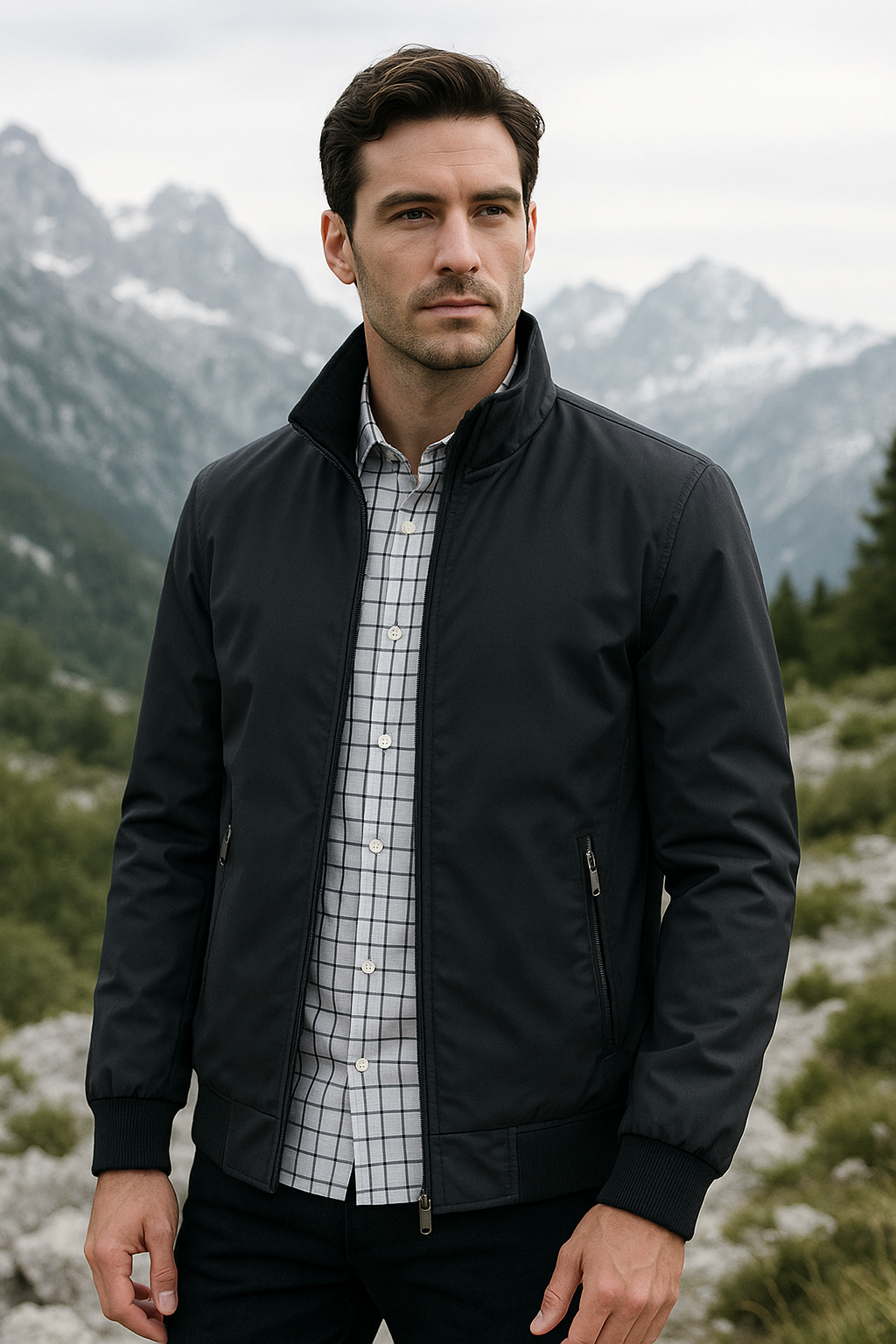 Charly | Men's Lightweight Windbreaker Jacket with Stand Collar