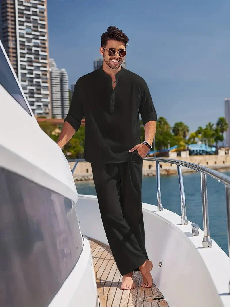 Charly | Men's Linen Blend Shirt and Pants Set