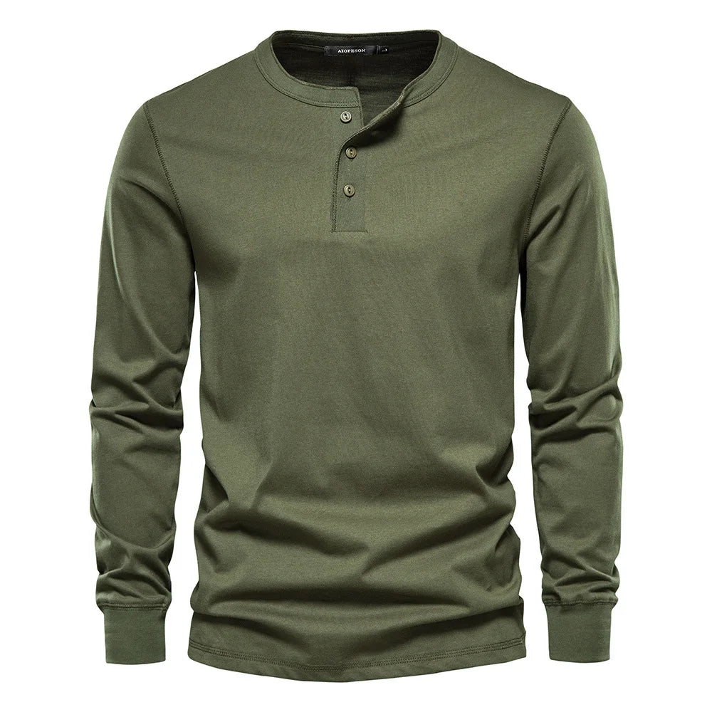 Charly | Men's Long Sleeve Henley Shirt with Button Neck