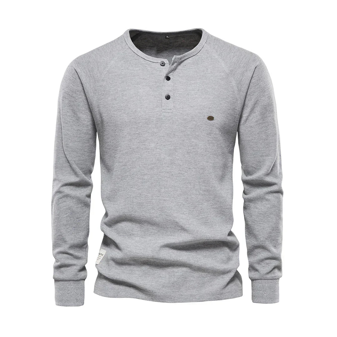 Charly | Men's Long Sleeve Henley Shirt with Button Neck