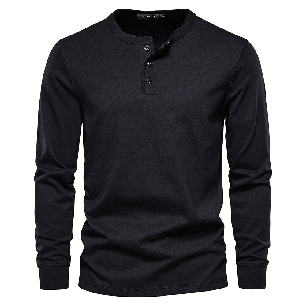 Charly | Men's Long Sleeve Henley Shirt with Button Neck