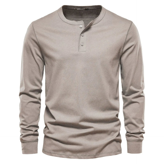 Charly | Men's Long Sleeve Henley Shirt with Button Neck