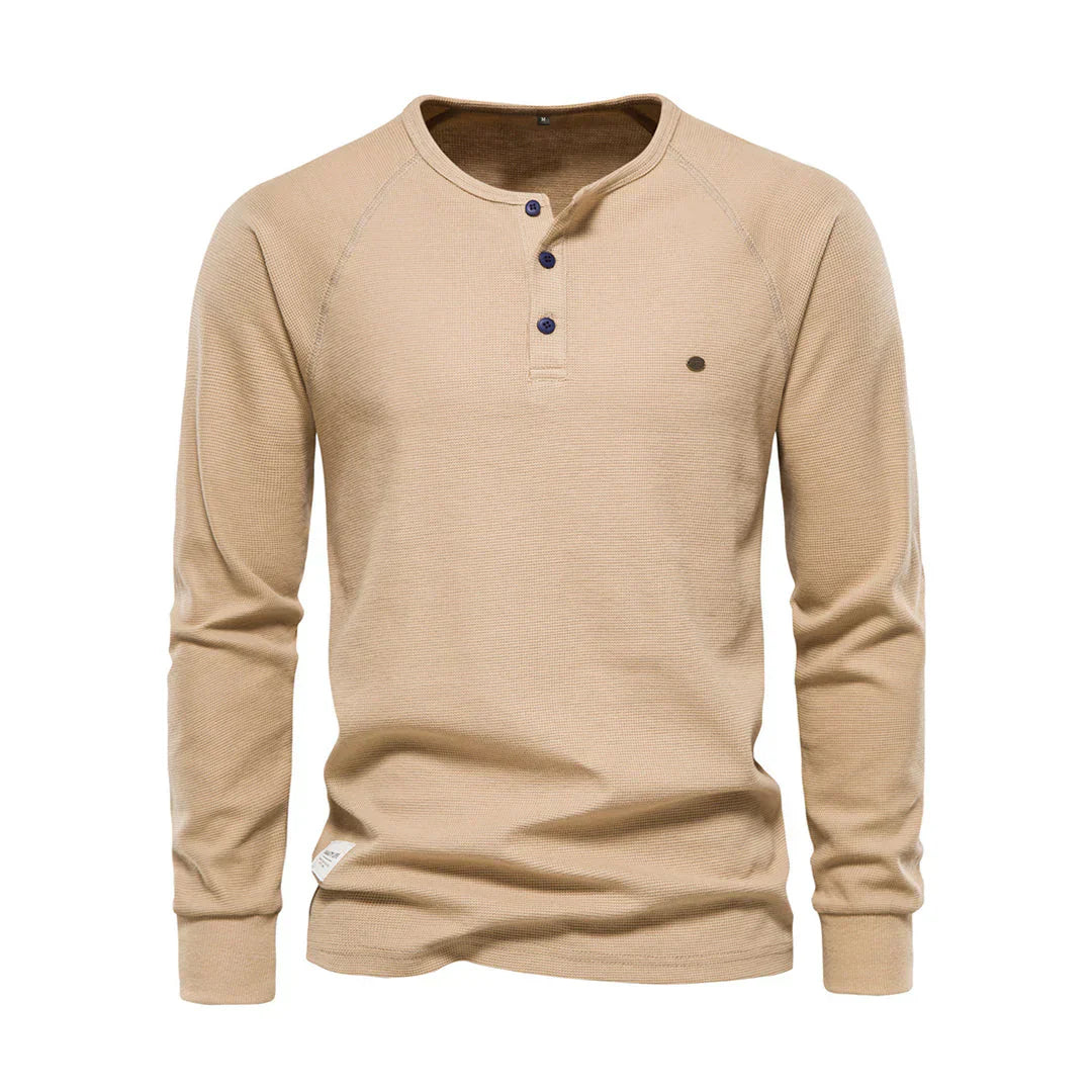 Charly | Men's Long Sleeve Henley Shirt with Button Neck