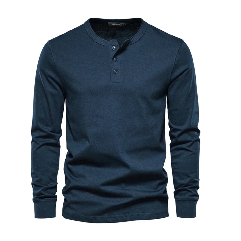 Charly | Men's Long Sleeve Henley Shirt with Button Neck
