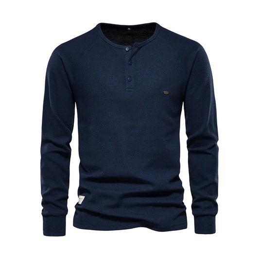 Charly | Men's Long Sleeve Henley Shirt with Button Neck