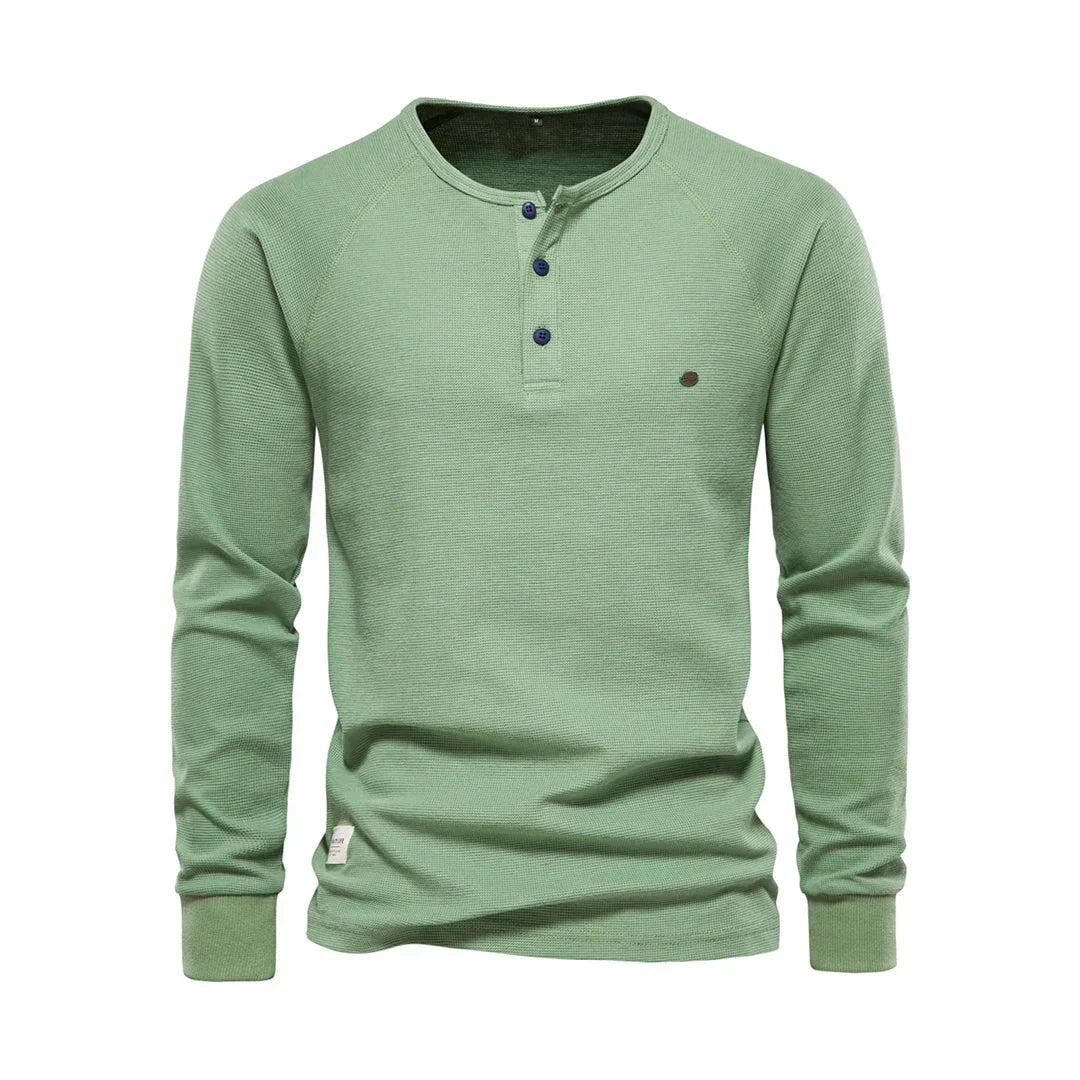 Charly | Men's Long Sleeve Henley Shirt with Button Neck