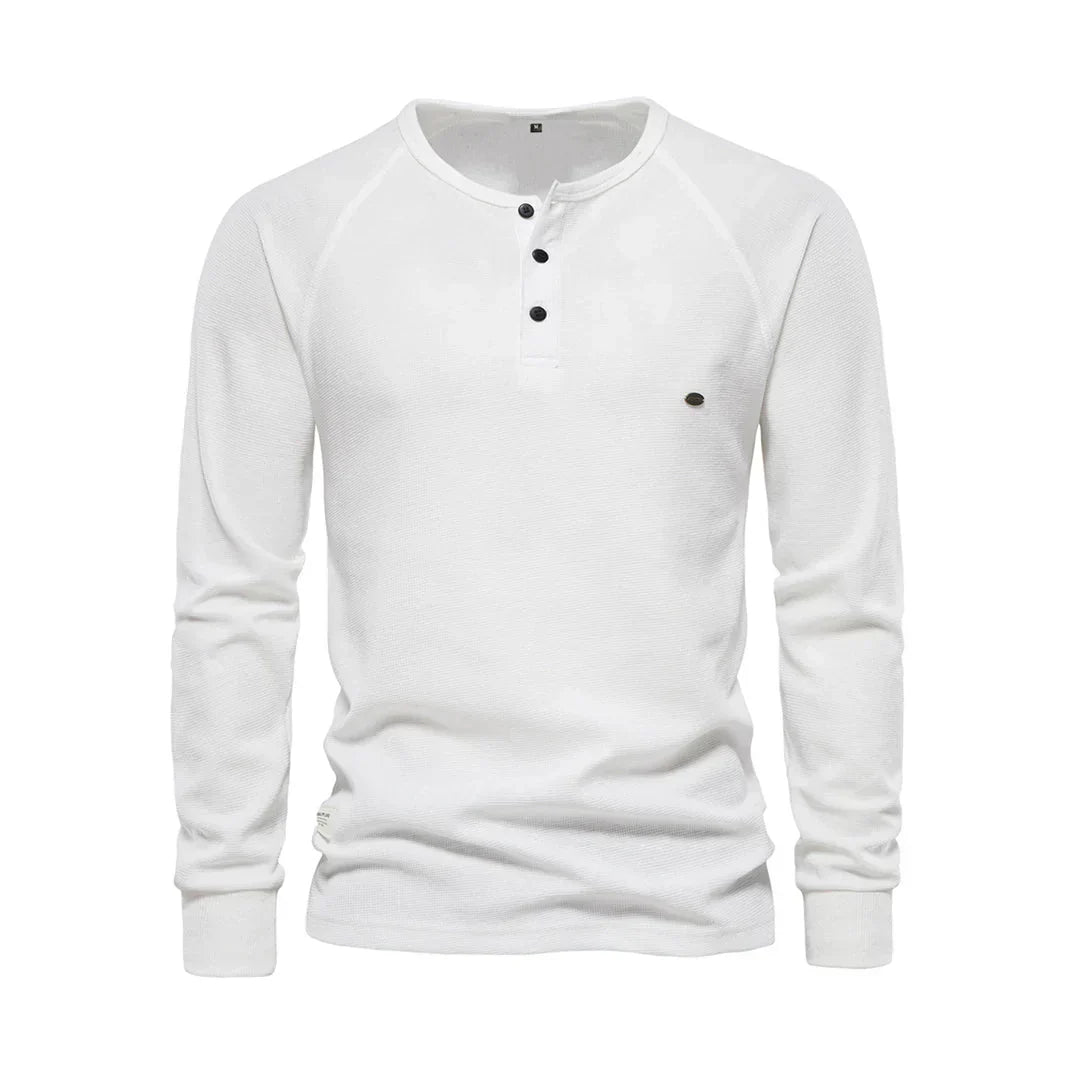 Charly | Men's Long Sleeve Henley Shirt with Button Neck