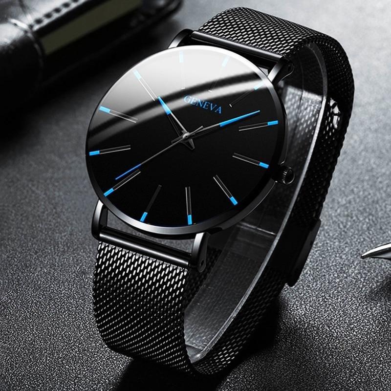 Charly | Men's Minimalist Analog Watch with Blue Accents