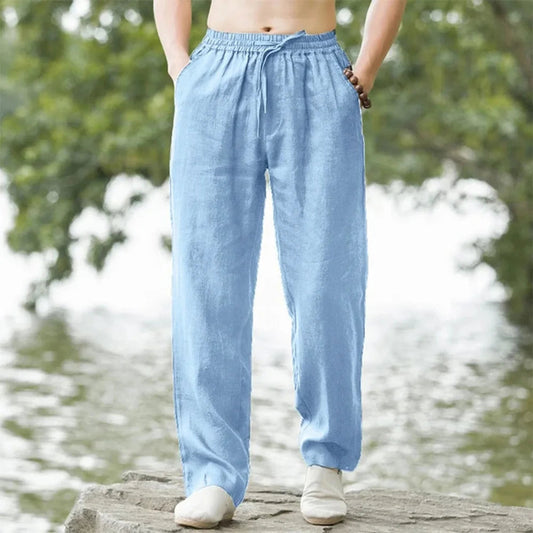 Charly | Men's Relaxed Fit Linen Trousers with Drawstring