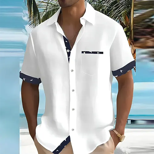 Charly | Men's Short Sleeve Button-Up Shirt with Contrast Trim