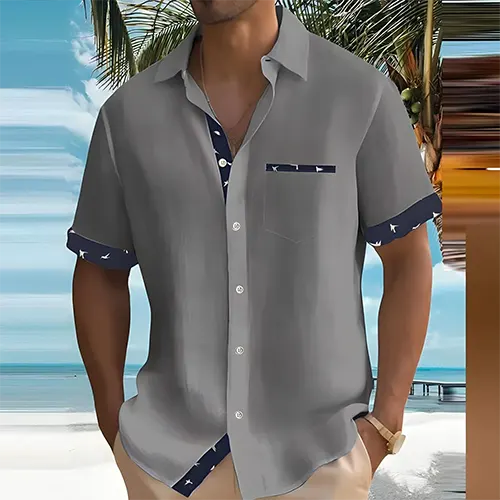 Charly | Men's Short Sleeve Button-Up Shirt with Contrast Trim